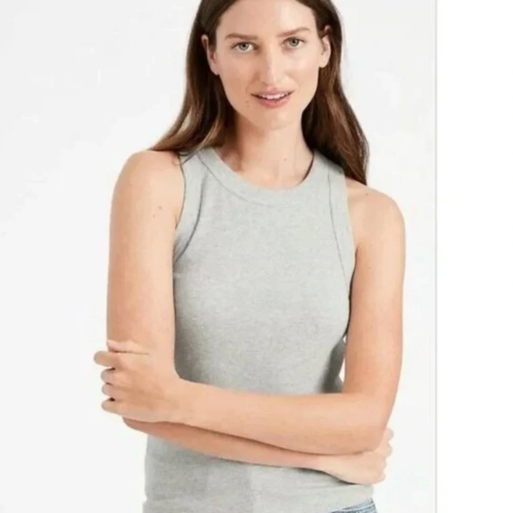 Banana Republic Gray Women's Cotton Rayon Tank Top Large. - Picture 1 of 6
